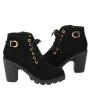 Fashion Women High Heel Lace Up Side Zipper Buckle Ankle Boots Suede Shoes