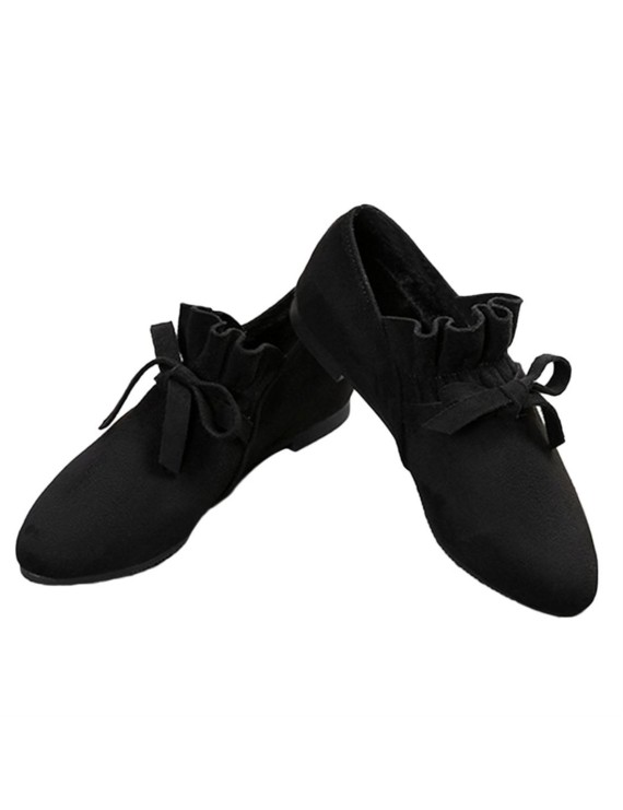 Comfortable Women Pointed Toe Flat Shoes Casual Bowknot Decoration Suede Shoes