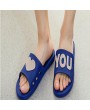 Men Women Summer Slippers Non-slip Indoor Outdoor Couple Slippers Love Heart