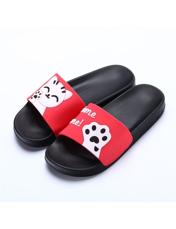 Soft Soled Men Women Summer Slippers Cute Cat Pattern Non-slip Couple Slippers