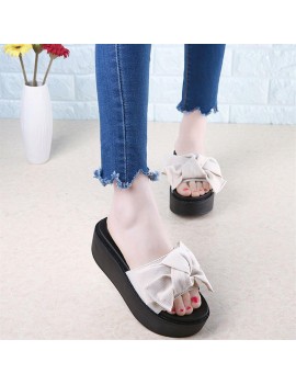 Fashion Large Bowknot Sandals Slippers Women Platform Shoes Summer Beach Shoes