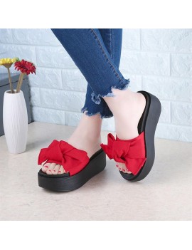 Fashion Large Bowknot Sandals Slippers Women Platform Shoes Summer Beach Shoes