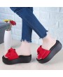 Fashion Large Bowknot Sandals Slippers Women Platform Shoes Summer Beach Shoes