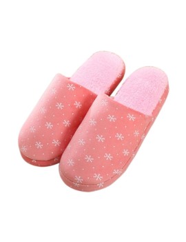 Sweet Snow Flowers Pattern Winter Warm Comfortable Cotton Anti-skid Slippers