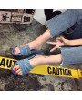 Unique Designer Women Fashionable Denim Slippers Vintage Slip On Flip Flops