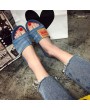 Unique Designer Women Fashionable Denim Slippers Vintage Slip On Flip Flops