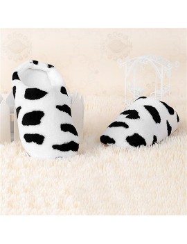 Anti-skid Slippers Soft Plush Milk Cow Pattern Home Slipper Coral Velvet Shoes