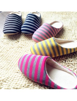 Striped Cloth Bottom Couples Warm Slippers Non Slipping Shoes for Men & Women