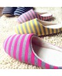 Striped Cloth Bottom Couples Warm Slippers Non Slipping Shoes for Men & Women