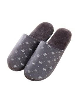 Sweet Snow Flowers Pattern Winter Warm Comfortable Cotton Anti-skid Slippers