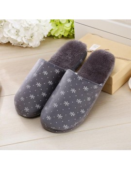 Sweet Snow Flowers Pattern Winter Warm Comfortable Cotton Anti-skid Slippers