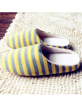 Winter Warm Soft Plush Indoor Home Floor Anti-skid Slippers Striped Cloth