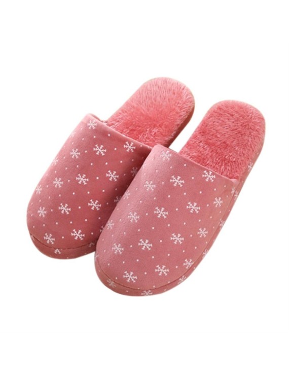 Sweet Snow Flowers Pattern Winter Warm Comfortable Cotton Anti-skid Slippers