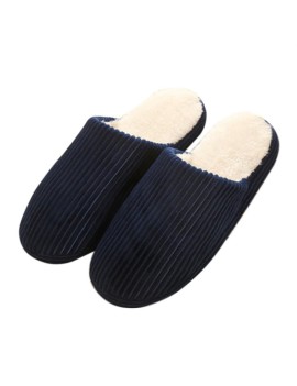 Super Soft Anti-skid Warm Cotton Striped Slippers Plush Indoor Couple Slipper