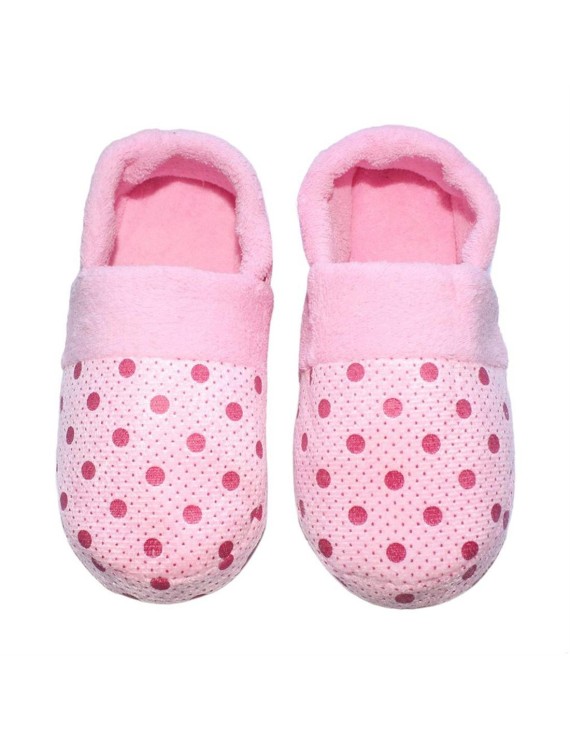 Lovely Dots Indoor Slippers Ankle Wrapped Soft Cotton Non-slip Sole Slippers