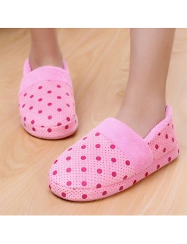 Lovely Dots Indoor Slippers Ankle Wrapped Soft Cotton Non-slip Sole Slippers