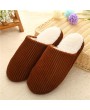 Super Soft Anti-skid Warm Cotton Striped Slippers Plush Indoor Couple Slipper