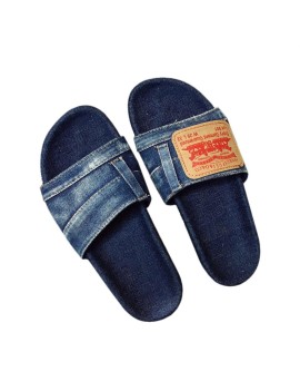 Unique Designer Women Fashionable Denim Slippers Vintage Slip On Flip Flops