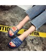 Unique Designer Women Fashionable Denim Slippers Vintage Slip On Flip Flops