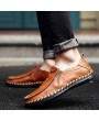 Lightweight Men Casual Shoes Slip On Breathable Men Soft Leather Flat Loafers