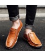 Lightweight Men Casual Shoes Slip On Breathable Men Soft Leather Flat Loafers