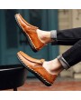 Lightweight Men Casual Shoes Slip On Breathable Men Soft Leather Flat Loafers