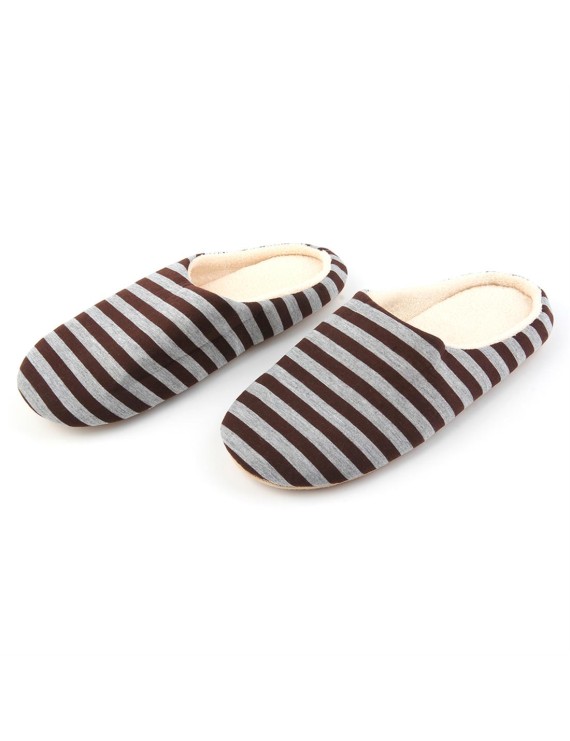 Striped Cloth Bottom Couples Warm Slippers Non Slipping Shoes for Men & Women