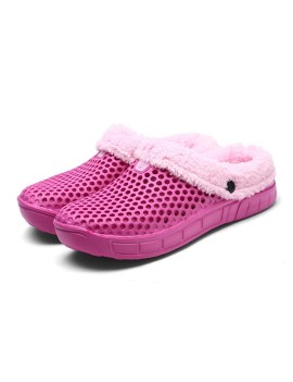 Warm Breathable Fur Shoes Anti-skid Sole Indoor Sandals Men & Women Slippers