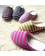 Winter Warm Soft Plush Indoor Home Floor Anti-skid Slippers Striped Cloth