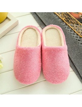 Anti-slip Velvet Plush Warm Slippers Solid Color Soft Indoor Slippers Shoes