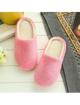 Anti-slip Velvet Plush Warm Slippers Solid Color Soft Indoor Slippers Shoes