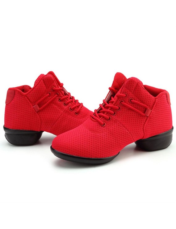 Soft Bottom Breathable Dance Shoes With Net Vamps Increased Dance Sneakers