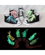 A Pair Men Women Athletic Fluorescent Shoelace Canvas Sneakers Flat Shoes Lace