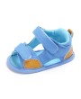 Baby shoes summer 0-1 year old soft soled Velcro perforated breathable baby sandals light blue 12CM/ 40g