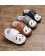 Spring and autumn 0-1 year old baby cartoon panda toddler shoes rubber shoes brown 12CM/76 grams of non-slip shoes