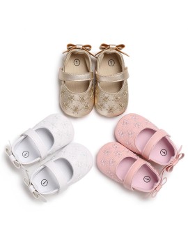 Baby shoes female baby soft embroidered toddler shoes white 13CM/ 48g