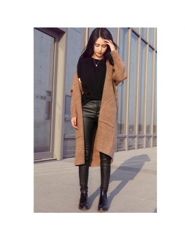 Autumn Women Fashion Casual Long Knit Sweater Long Sleeve Cardigan Coat