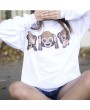 Lovely 3D Monkey Pattern Sweatshirt Long-sleeved Round Neck Pullover for Women