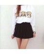 Lovely 3D Monkey Pattern Sweatshirt Long-sleeved Round Neck Pullover for Women