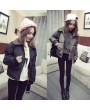 Spring Autumn Winter Women Lambs Collar Down Cotton-Padded Jacket Short Coat