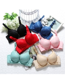 Teen Girl Bra Upper Thin & Lower Thick Push-up Lace Bra with 4-hooks Closure