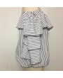 Summer Women Fashion All-match Style Striped Sexy Off Shoulder Strapless Shirt