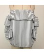 Summer Women Fashion All-match Style Striped Sexy Off Shoulder Strapless Shirt