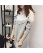 Long-section Turn-down Collar Blouse Special Stitching-Work Dress for Female