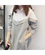 Long-section Turn-down Collar Blouse Special Stitching-Work Dress for Female