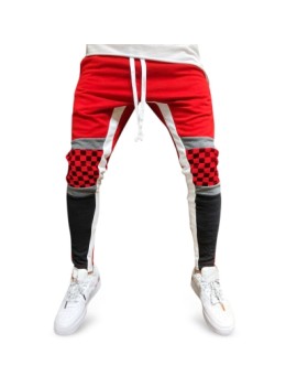 Colorblock Checked Print Track Pants