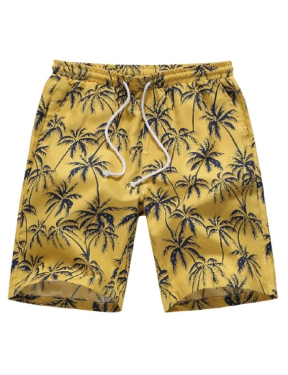 Coconut Tree Print Board Shorts